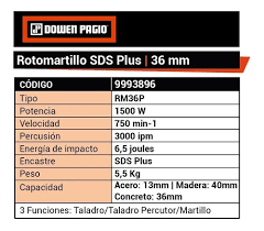 Rotomartillo Demoledor 36mm 5.5kg 1500w Dowen Pagio c.9993896