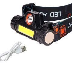 Linterna Minera Usb Vincha Recargable 2 Luces Led Camping