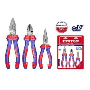 Set De Pinzas Y Alicate 3 Pzs Industrial Cr-v Emtop Epls0321