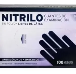 Guantes De Nitrilo Negros Np Resistentes Sin Polvo X 100 Un.